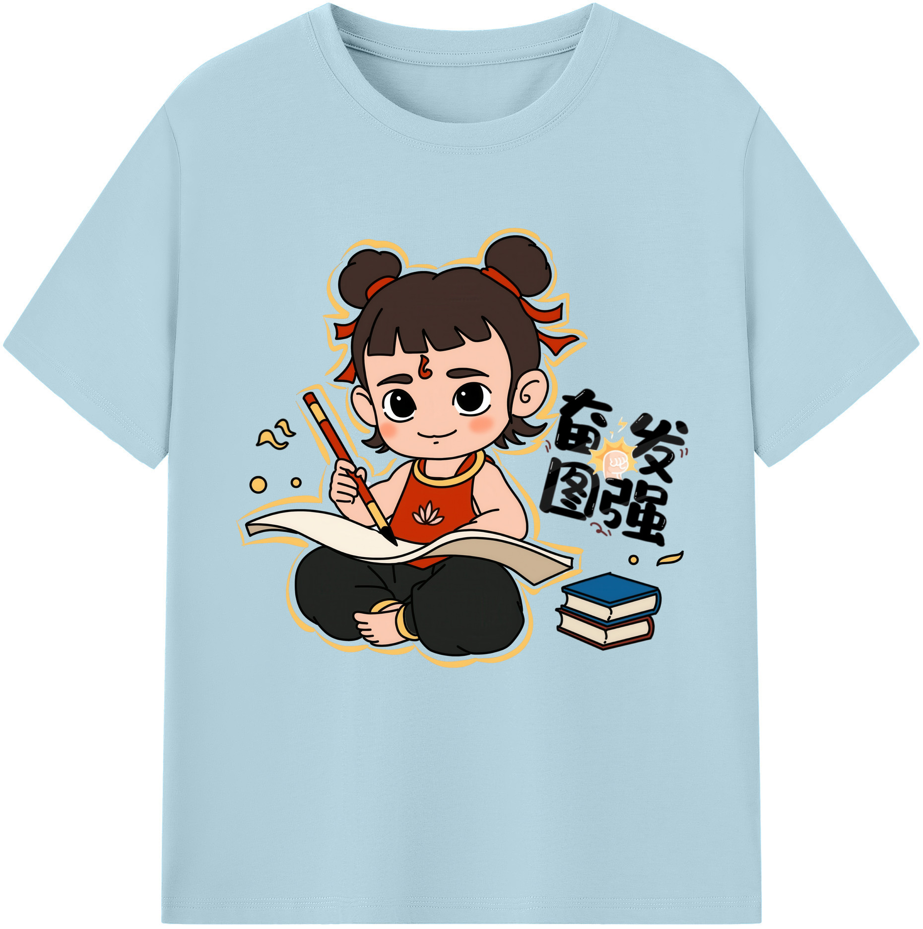 （画像用） Ne Zha 2 ナタ 魔童の大暴れ 綿100％半袖Tシャツ（フロントプリント）